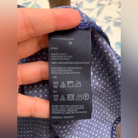Tommy Hilfiger Navy and Green Polka Dot Blouse - Picture 6 of 6